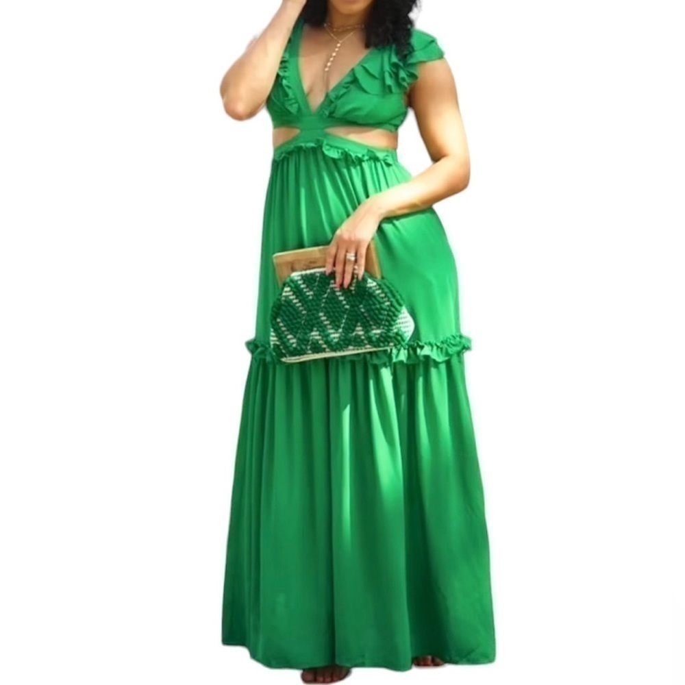 Maxi Dress. Lace Back. Green. Small. NWOT